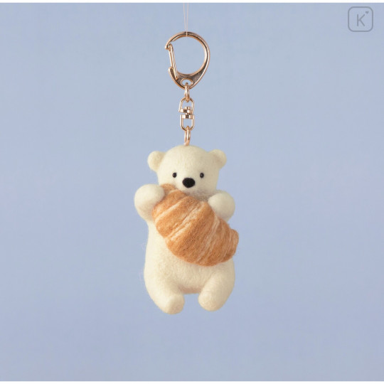 Japan Hamanaka Keychain Needle Felting Kit - Polar Bear & Croissant - 1