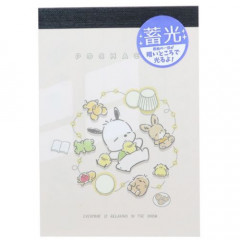 Japan Sanrio Luminous Mini Notepad - Pochacco / Nap