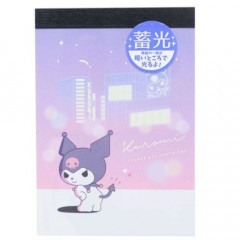 Japan Sanrio Luminous Mini Notepad - Kuromi / Smirk Pink