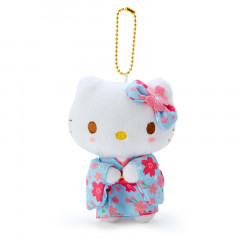 Japan Sanrio Mascot Holder - Hello Kitty / Sakura Kimono Light Blue