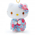 Japan Sanrio Mascot Holder - Hello Kitty / Sakura Kimono Light Blue - 2