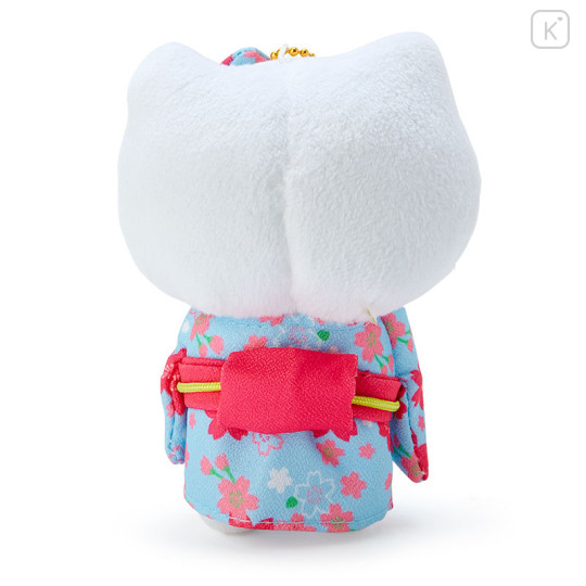 Japan Sanrio Mascot Holder - Hello Kitty / Sakura Kimono Light Blue - 3