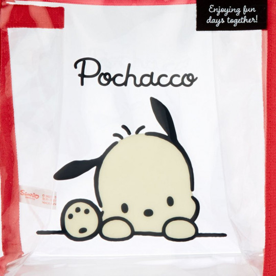 Japan Sanrio Clear Pouch with Drawstring Bag Set - Pochacco / Simple Design - 6
