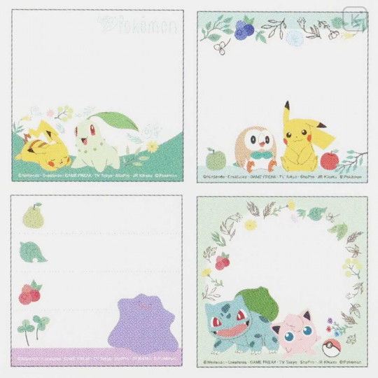 Japan Pokemon Choice Fusen Sticky Notes - Botanical / Bulbasaur & Jigglypuff & Rowlet & Pikachu - 2