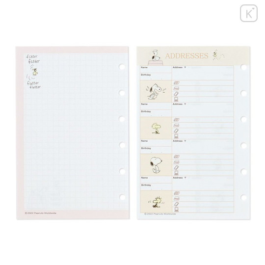 Japan Sanrio Personal Organizer Refill Set - Snoopy 2023 - 5