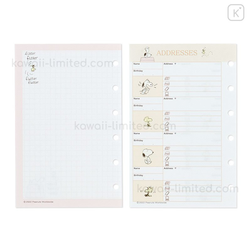 2022 - 2023 Peanuts Snoopy Agenda Refills for FF Pocket Organiser WHITE  Sanrio Japan Planner Setup Inspired by You.
