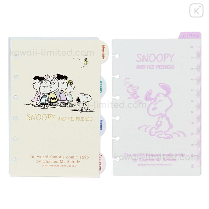 Peanuts Snoopy Binder Index Deviders Tabs Ruler Zipper Bag Stickers Memo  Pages Set For FF Pocket Organiser Sanrio Japan Planner Setup Inspired by  You.
