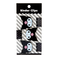 Japan Sanrio Binder Clip 3pcs Set - Kuromi