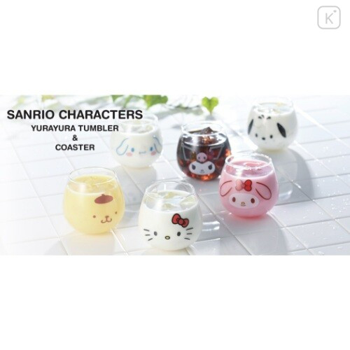 Japan Sanrio Swaying Glass Tumbler - Kuromi : Face - 3