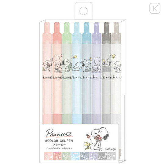 Japan Peanuts Knock Gel Pen 8pcs Set - Snoopy - 1