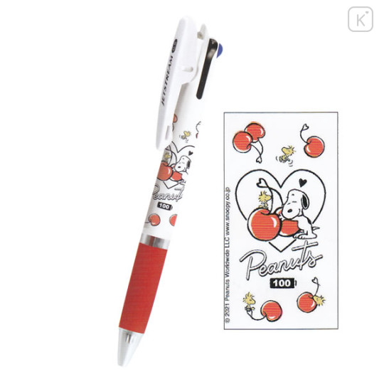 Japan Peanuts Jetstream 3 Color Multi Ball Pen - Snoopy / Cherry - 1