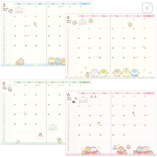 Japan San-X B6 Schedule Book - Sumikko Gurashi 2023 Monthly Cafe - 2
