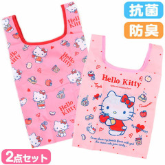 Japan Sanrio Antibacterial Deodorant Eco Bag 2pcs Set - Hello Kitty / White & Red