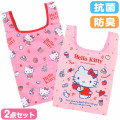 Japan Sanrio Antibacterial Deodorant Eco Bag 2pcs Set - Hello Kitty / White & Red - 1