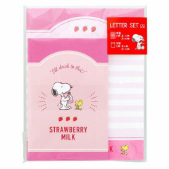 Japan Peanuts Letter Envelope Set - Snoopy / Strawberry Milk