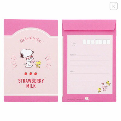 Japan Peanuts Letter Writing Set - Snoopy / Strawberry Milk - 3