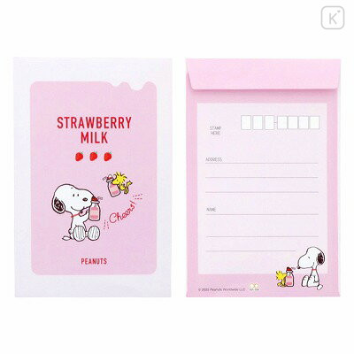 Japan Peanuts Letter Writing Set - Snoopy / Strawberry Milk - 4