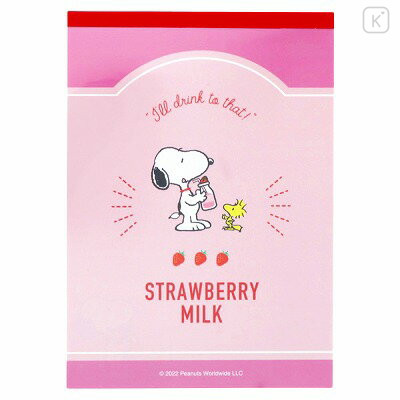 Japan Peanuts A6 Notepad - Snoopy / Strawberry Milk - 1