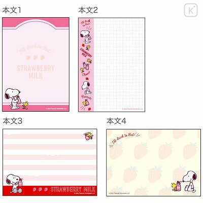 Japan Peanuts A6 Notepad - Snoopy / Strawberry Milk - 4