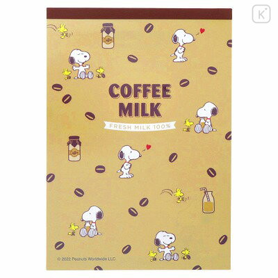 Japan Peanuts A6 Notepad - Snoopy / Coffee Milk - 1