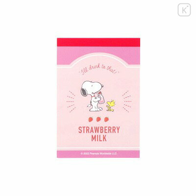 Japan Peanuts Mini Notepad - Snoopy / Strawberry Milk - 1