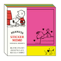 Japan Peanuts Fluorescent Sticker Memo - Snoopy / Pink