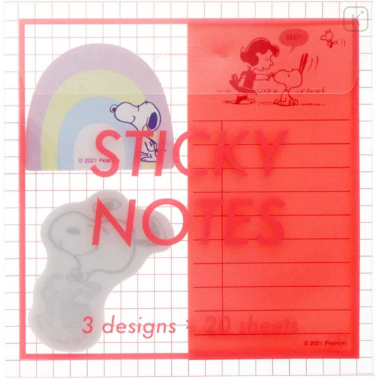 Japan Peanuts Sticky Note with Clear Case - Snoopy / Pink - 1