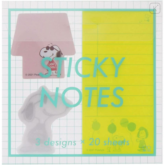 Japan Peanuts Sticky Note with Clear Case - Snoopy / Mint Geen - 1