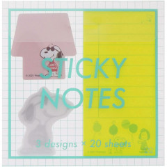 Japan Peanuts Sticky Note with Clear Case - Snoopy / Mint Geen