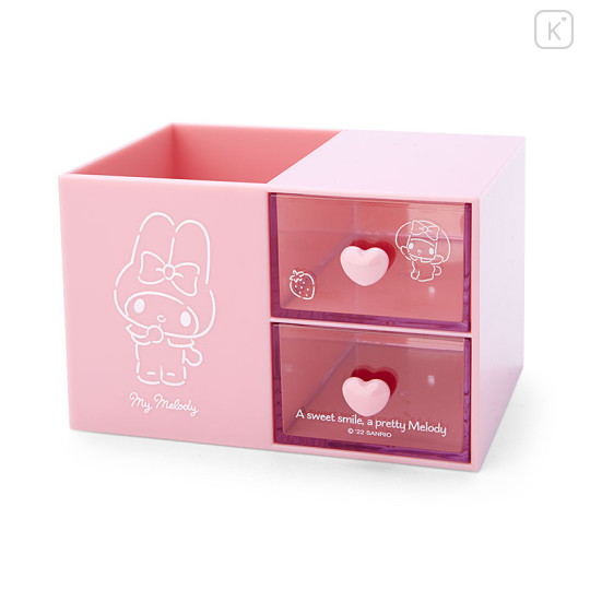 Japan Sanrio Plastic Chest with Pen Stand - My Melody / Calm Color - 1