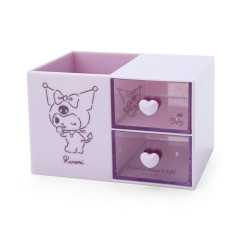 Japan Sanrio Plastic Chest with Pen Stand - Kuromi / Calm Color