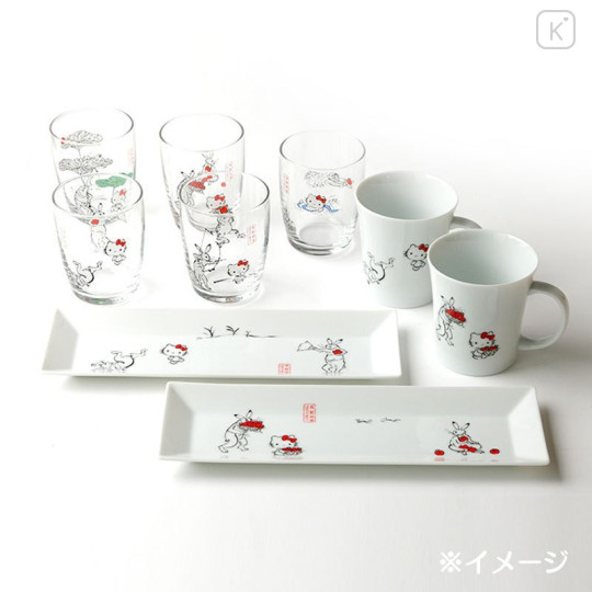 Japan Sanrio Tachikichi Choju Jinbutsu Giga Glass - Hello Kitty / Bow Play - 5
