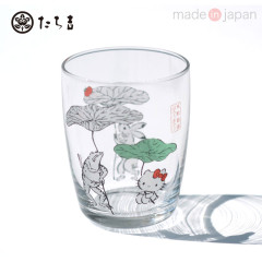 Japan Sanrio Tachikichi Choju Jinbutsu Giga Glass - Hello Kitty / Lotus Umbrella