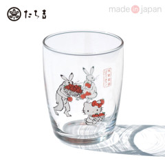 Japan Sanrio Tachikichi Choju Jinbutsu Giga Glass - Hello Kitty / Apple
