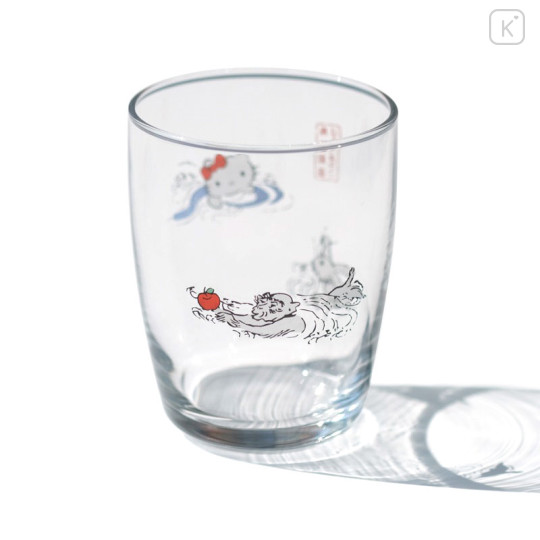 Japan Sanrio Tachikichi Choju Jinbutsu Giga Glass - Hello Kitty / Playing Water - 2