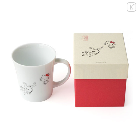 Japan Sanrio Tachikichi Choju Jinbutsu Giga Mug - Hello Kitty : Sumo - 3