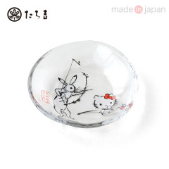 Japan Sanrio Tachikichi Choju Jinbutsu Giga Small Plate - Hello Kitty / Bow Play