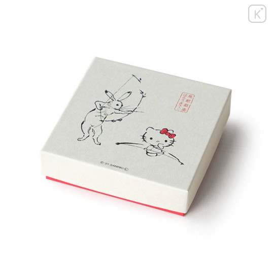 Japan Sanrio Tachikichi Choju Jinbutsu Giga Small Plate - Hello Kitty / Bow Play - 5