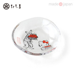 Japan Sanrio Tachikichi Choju Jinbutsu Giga Small Plate - Hello Kitty / Apple
