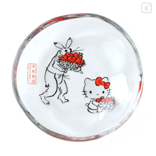 Japan Sanrio Tachikichi Choju Jinbutsu Giga Small Plate - Hello Kitty / Apple - 2