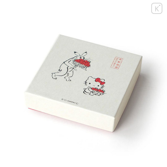 Japan Sanrio Tachikichi Choju Jinbutsu Giga Small Plate - Hello Kitty / Apple - 5
