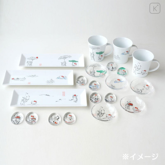 Japan Sanrio Tachikichi Choju Jinbutsu Giga Small Plate - Hello Kitty / Apple - 8