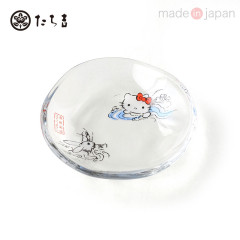 Japan Sanrio Tachikichi Choju Jinbutsu Giga Small Plate - Hello Kitty / Playing Water
