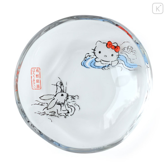 Japan Sanrio Tachikichi Choju Jinbutsu Giga Small Plate - Hello Kitty / Playing Water - 2