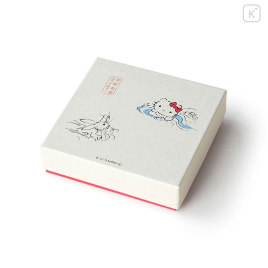 Japan Sanrio Tachikichi Choju Jinbutsu Giga Small Plate - Hello Kitty / Playing Water - 5
