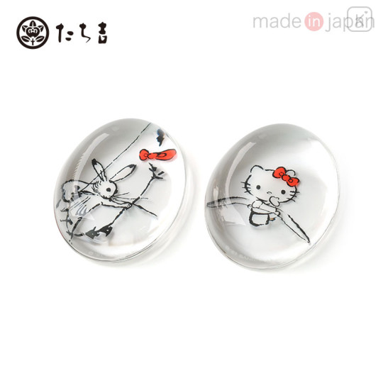 Japan Sanrio Tachikichi Choju Jinbutsu Giga Chopstick Rest Set - Hello Kitty : Bow Play - 1
