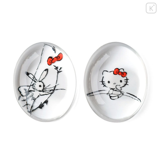 Japan Sanrio Tachikichi Choju Jinbutsu Giga Chopstick Rest Set - Hello Kitty : Bow Play - 2