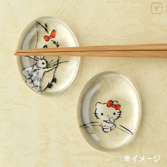 Japan Sanrio Tachikichi Choju Jinbutsu Giga Chopstick Rest Set - Hello Kitty / Playing Water - 8