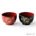 Japan Sanrio Tachikichi Flower Arabesque Lacquered Soup Bowl - Hello Kitty / Black - 3