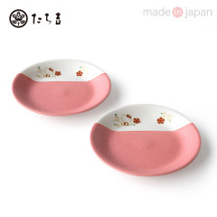 Japan Sanrio Tachikichi Flower Painting Plate 2pcs Set - Hello Kitty
